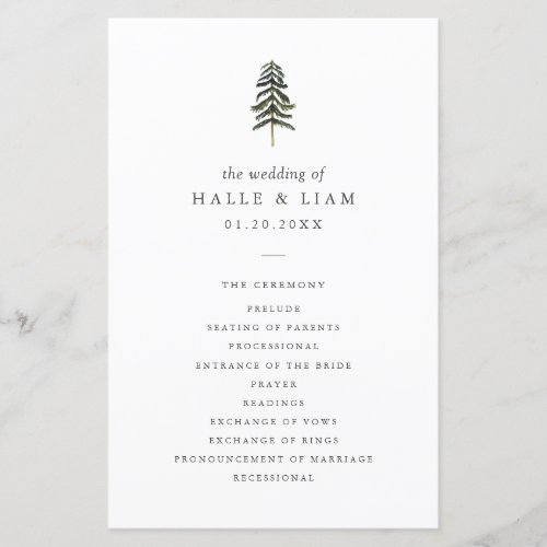 Rustic Woodland Pine Tree Wedding Program