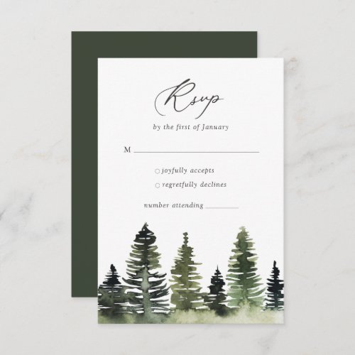 Rustic Woodland Pine Tree Wedding RSVP Card