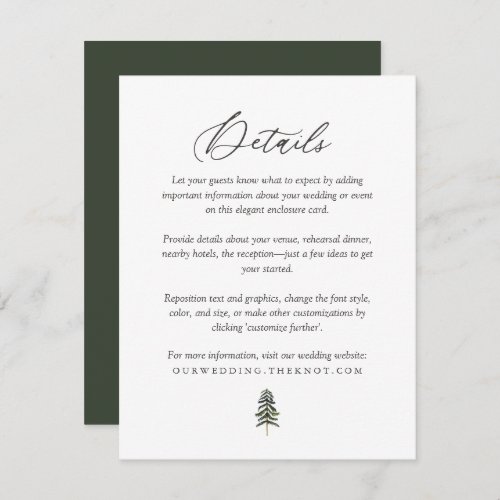 Rustic Woodland Pine Trees Wedding Details Enclosure Card