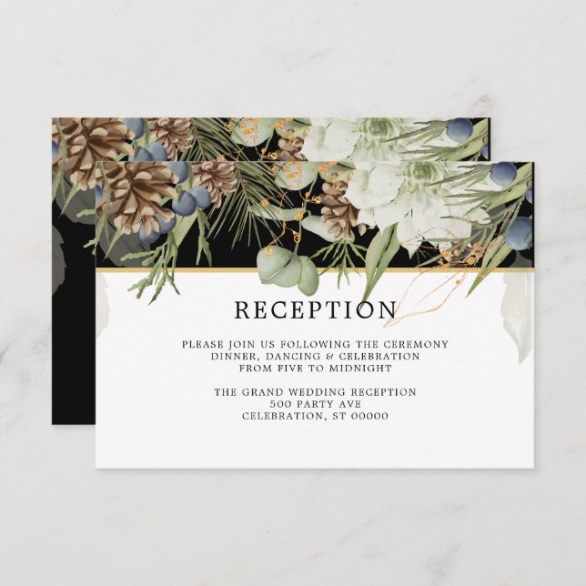 Rustic Woodland Pinecones | Wedding Reception Card (Front/Back)