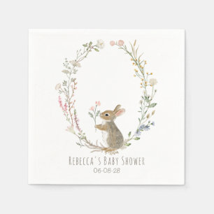 Rustic Woodland Rabbit Watercolor Baby Shower Napkins