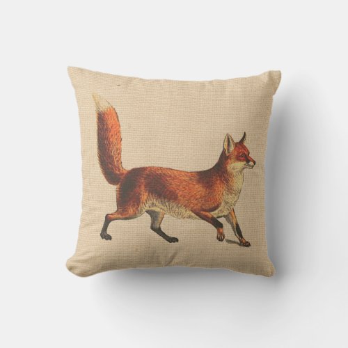 Rustic Woodland Red Fox Pillow