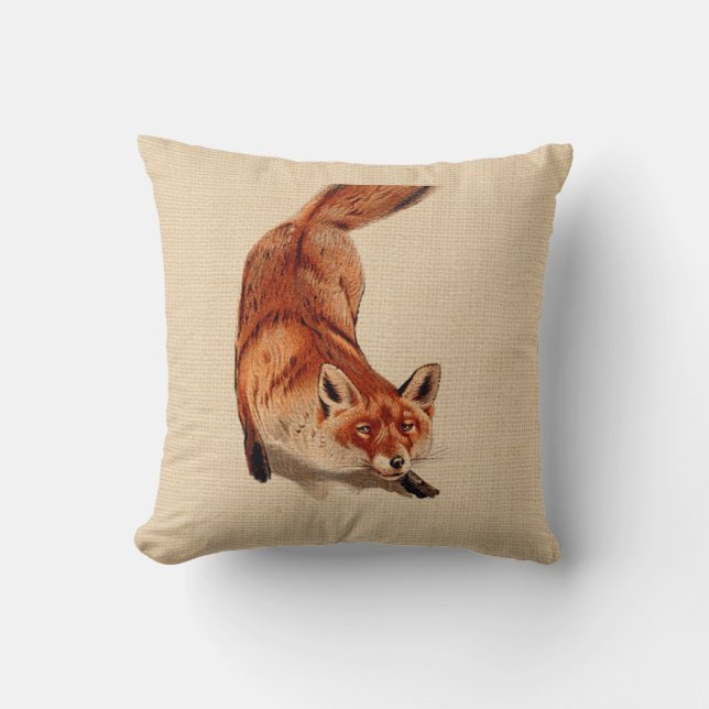 Rustic Woodland Red Fox Pillow (Front)