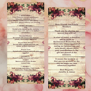 Rustic Woodland Roses Burgundy Country Wedding Menu