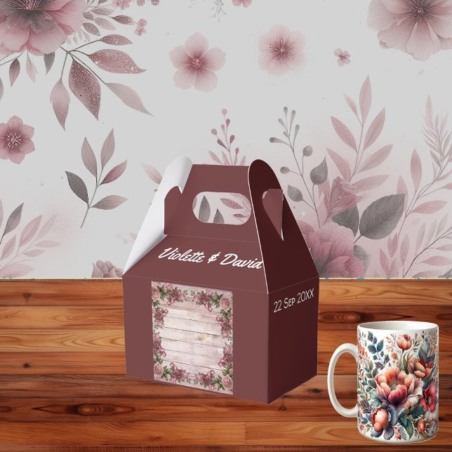 Rustic Woodland Roses Floral Country Wedding Favor Boxes (Rustic Woodland Roses Floral Country Wedding Favor Boxes)