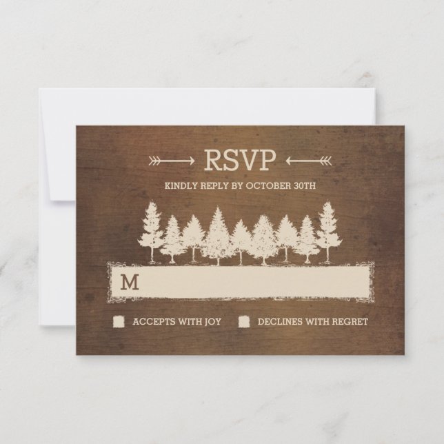 Rustic Woodland RSVP /Wedding Response Cards (Front)