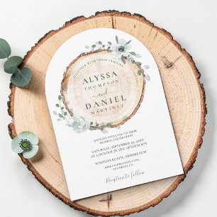 Rustic Woodland Sage Watercolor floral Wedding Invitation