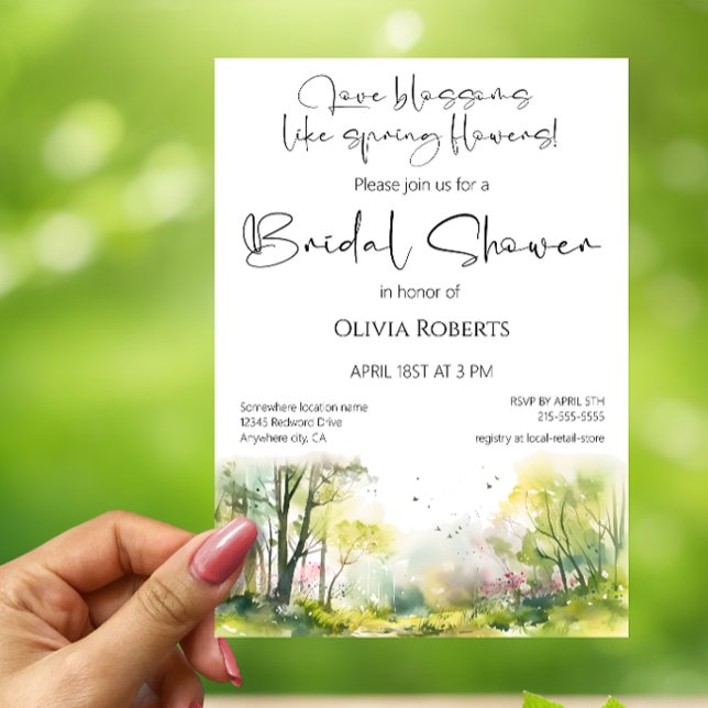 Rustic Woodland Spring Forest Bridal Shower Invitation (Creator Uploaded)