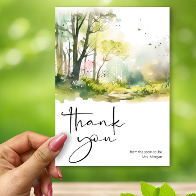 Rustic Woodland Spring Forest Bridal Shower  Thank You Card (Creator Uploaded)