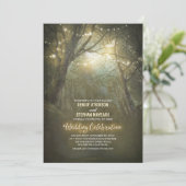 Rustic Woodland String Lights Trees Wedding Invitation (Standing Front)