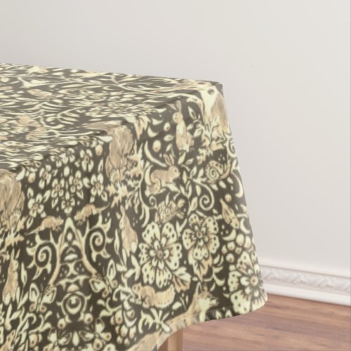 Rustic Woodland Tan  Gray Forest Animal Pattern Tablecloth