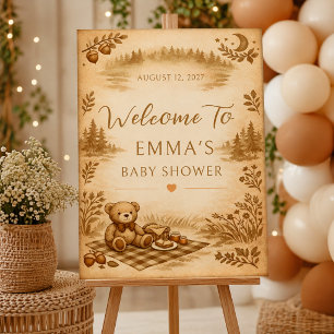 Rustic Woodland Teddy Bear Picnic Baby Shower Foam Board
