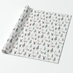 Rustic Woodland Tree Deer Gift Wrapping Paper