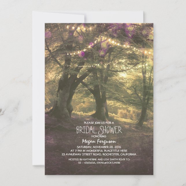 Rustic Woodland Trees Bridal Shower Invitation (Front)