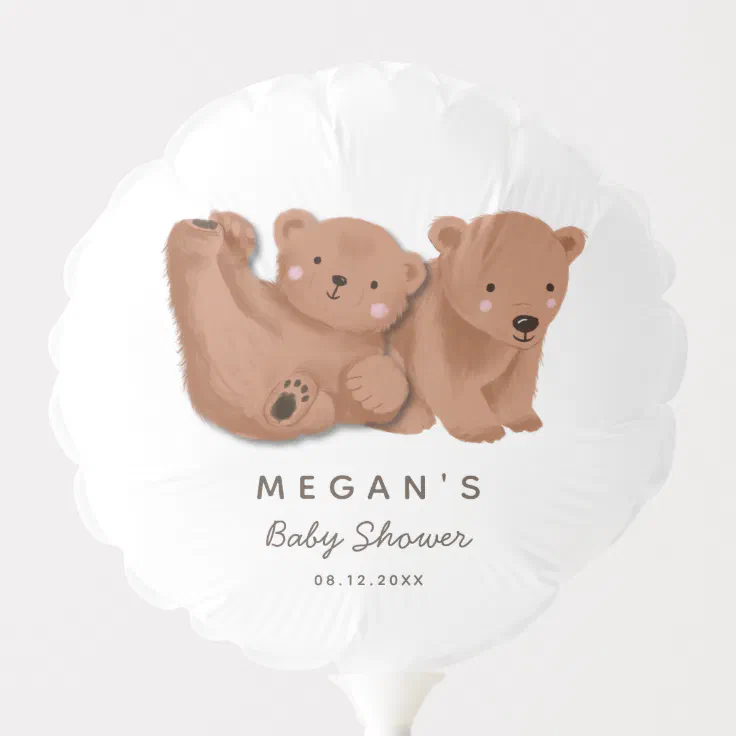 Rustic Woodland Twin Bears Baby Shower Balloon Zazzle