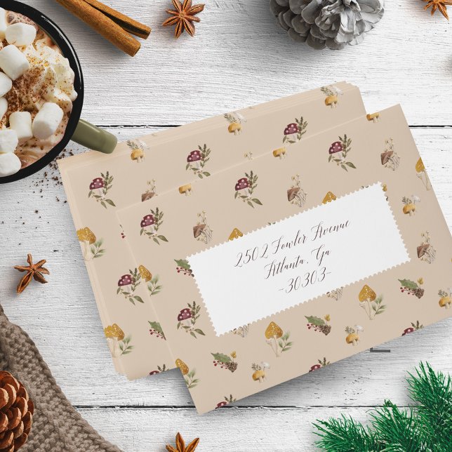 Rustic Woodland Watercolor Woodsy Mushroom Envelope (Rustic Woodland Watercolor Woodsy Mushroom Envelope)