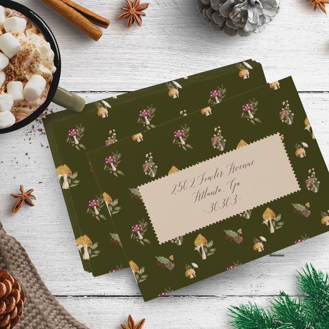 Rustic Woodland Watercolor Woodsy Mushroom Envelope (Rustic Woodland Watercolor Woodsy Mushroom Envelope)