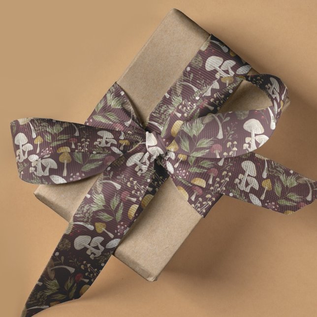 Rustic Woodland Watercolor Woodsy Mushroom Forest Grosgrain Ribbon (Rustic Woodland Watercolor Woodsy Mushroom Forest Grosgrain Ribbon)