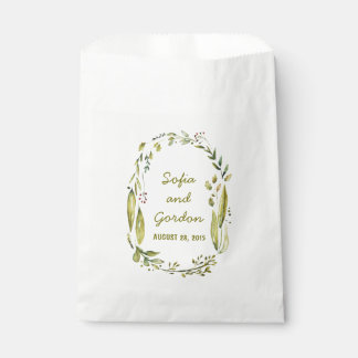 Rustic Woodland Watercolor Wreath Wedding Favor Bag