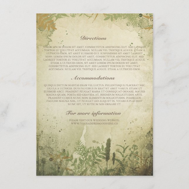 Rustic Woodland Wedding Information / Details Enclosure Card (Front)