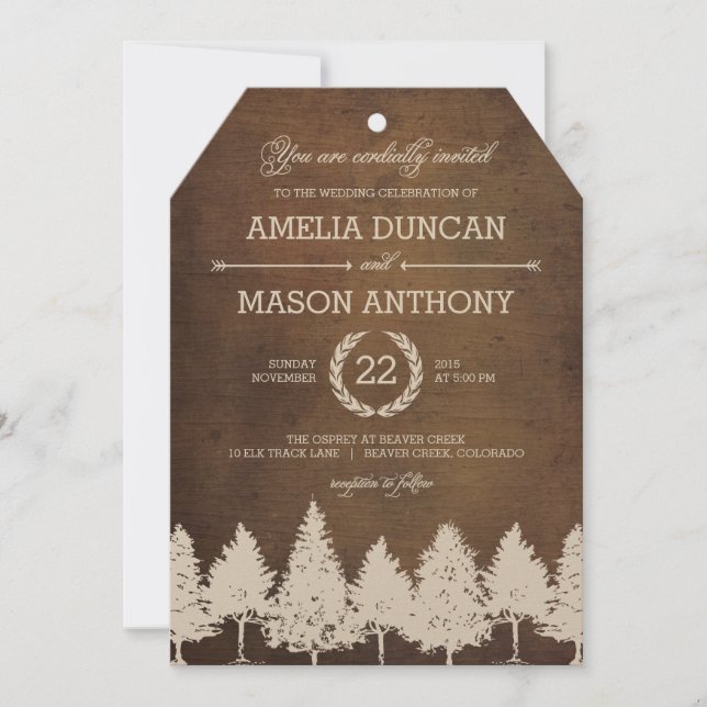 Rustic Woodland Wedding Invitations (Front)