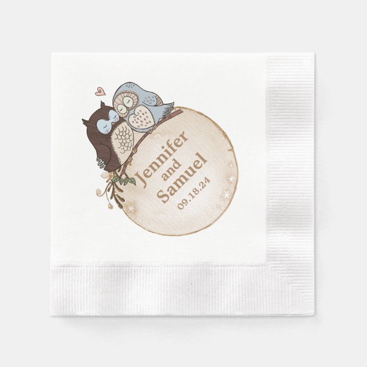 Rustic Woodland Wedding Owl Paper Napkins Zazzle