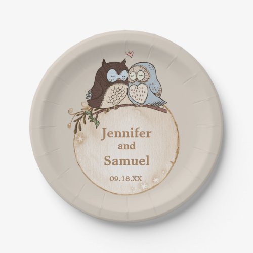 Rustic Woodland Wedding Owl Paper Plates