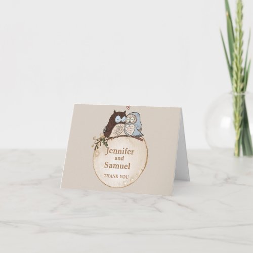 Rustic Woodland Wedding Owl Thank You Card