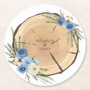 Rustic Woodland Wedding Theme Round Paper Coaster