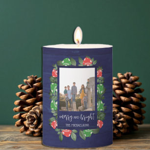 Rustic Woodland Whimsical Mushrooms Christmas Pillar Candle