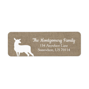 Rustic Woodland White Doe Faux Burlap Label