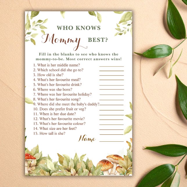 Rustic Woodland Who Knows Mommy Best Baby Shower (Creator Uploaded)