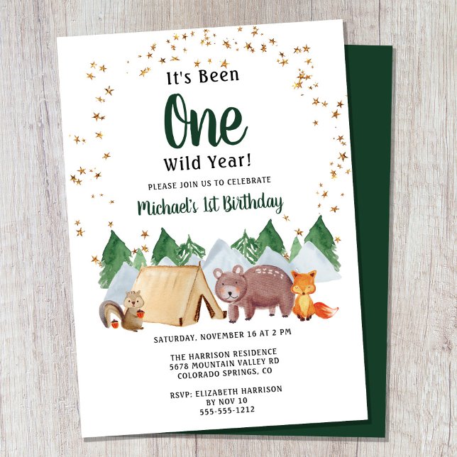 Rustic Woodland Wild One 1st Birthday Party Invitation (Creator Uploaded)