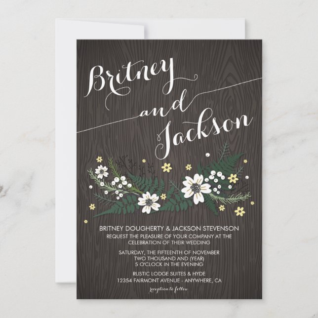 Rustic Woodland Wildflower Wedding Invitations (Front)