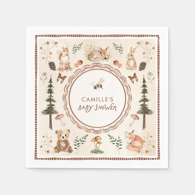 Rustic Woodland Winter Boy Baby Shower Napkins (Front)