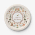 Rustic Woodland Winter Boy Baby Shower Paper Plates