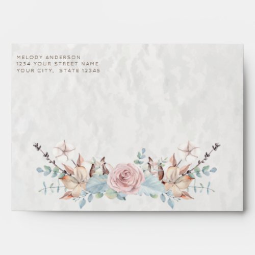 Rustic Woodland Winter Floral and Unicorn Envelope