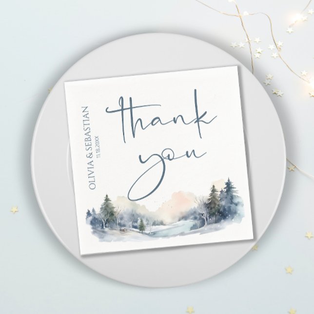 Rustic Woodland Winter Forest Thank you Napkins (Creator Uploaded)