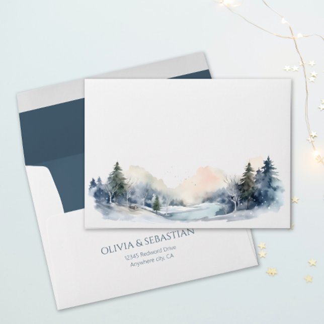 Rustic Woodland Winter Forest Wedding  Envelope (Creator Uploaded)