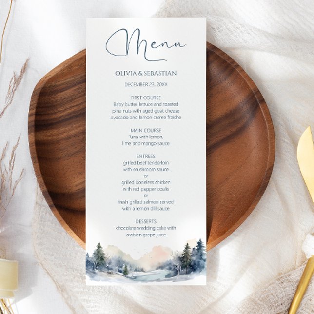 Rustic Woodland Winter Forest Wedding Menu (Creator Uploaded)