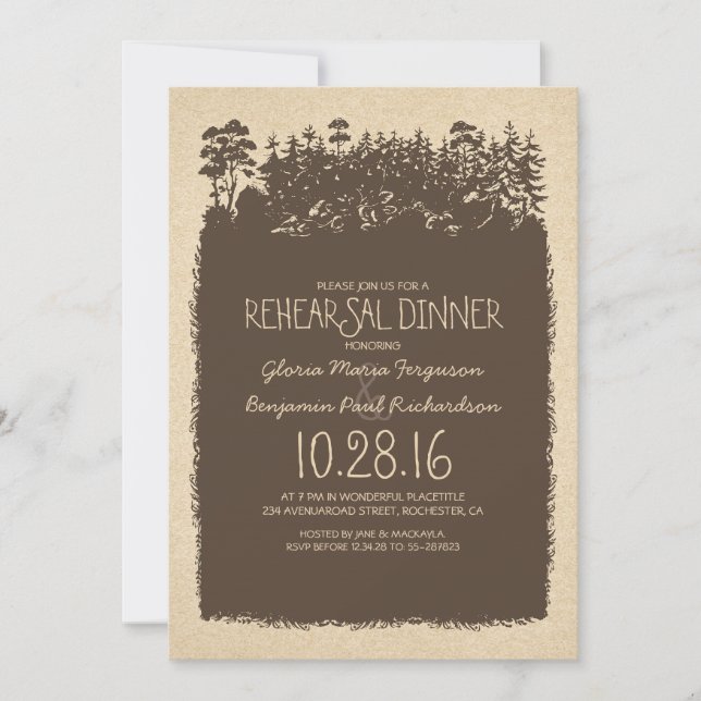 Rustic Woodland - Woods Rehearsal Dinner Invites (Front)