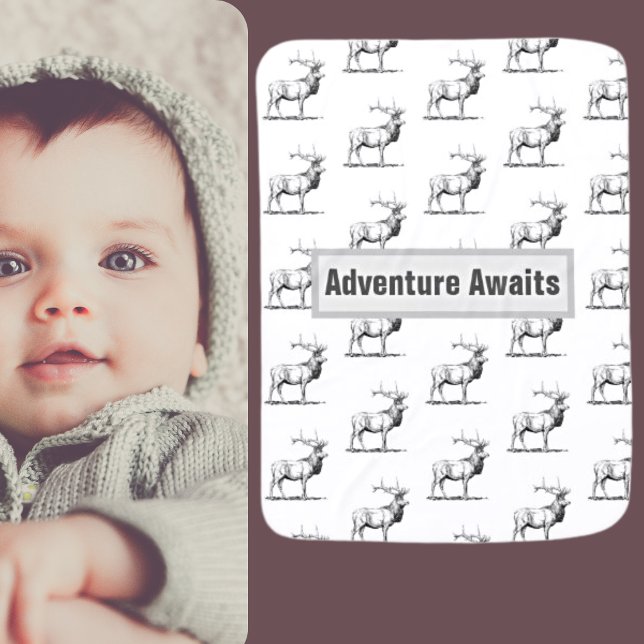 Rustic Woodlands Country Elk Monogram  Baby Blanket (Creator Uploaded)