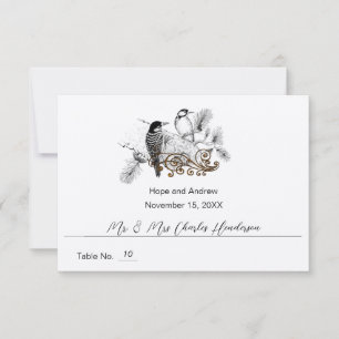 Rustic Woodpecker Love Birds Wedding Place Card
