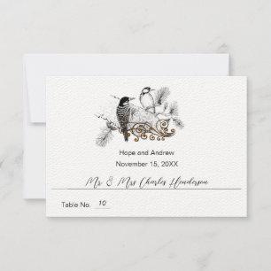 Rustic Woodpecker Love Birds Wedding Place Card
