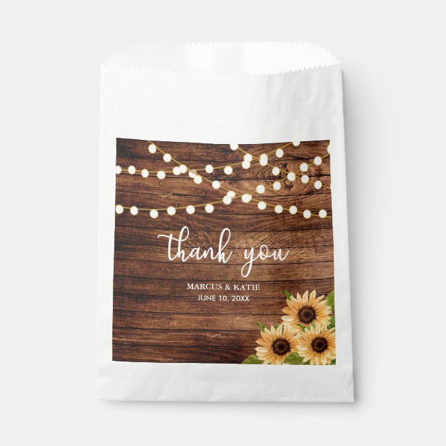 Rustic Woods and Sunflowers Wedding Favor Bag (Front)