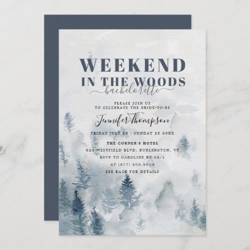 Rustic Woods Cabin Bachelorette Weekend Itinerary Invitation