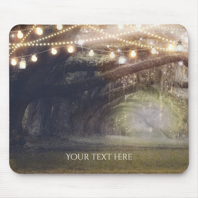 Rustic Woods Enchanted Forest & Lights Elegant Mouse Pad (Front)