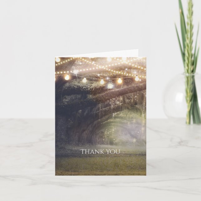 Rustic Woods Enchanted Forest & Lights Letterpress Thank You Card (Front)