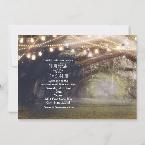 Rustic Woods Enchanted Forest  Lights Wedding  Invitation