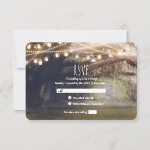 Rustic Woods Enchanted Forest Lights Wedding RSVP
